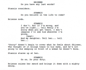 Le script officiel de la mort de Stannis Baratheon
